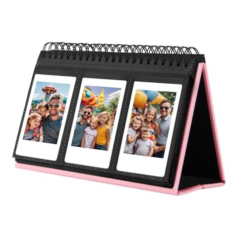 Mini Photo Album for Fujifilm Instax Mini Camera, 96 Pockets Photo Album for Polaroid, Leather Desktop Display Album for Instax Mini 12 11 9 40 8 7 Evo LiPlay Instant Camera, 2x3 Photo Album (Pink) Cover