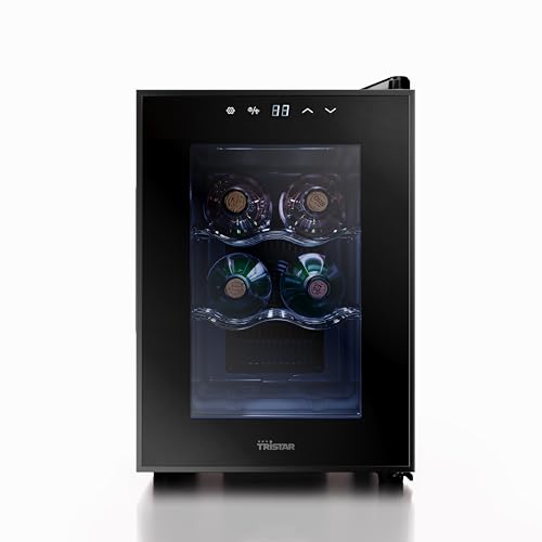 Tristar Grande Saignée Weinkühlschrank – Für bis zu 6 Flaschen – 17 L – Thermoelektrisch – Glastür – Touch-LED-Display – Innenbeleuchtung – WR-7506