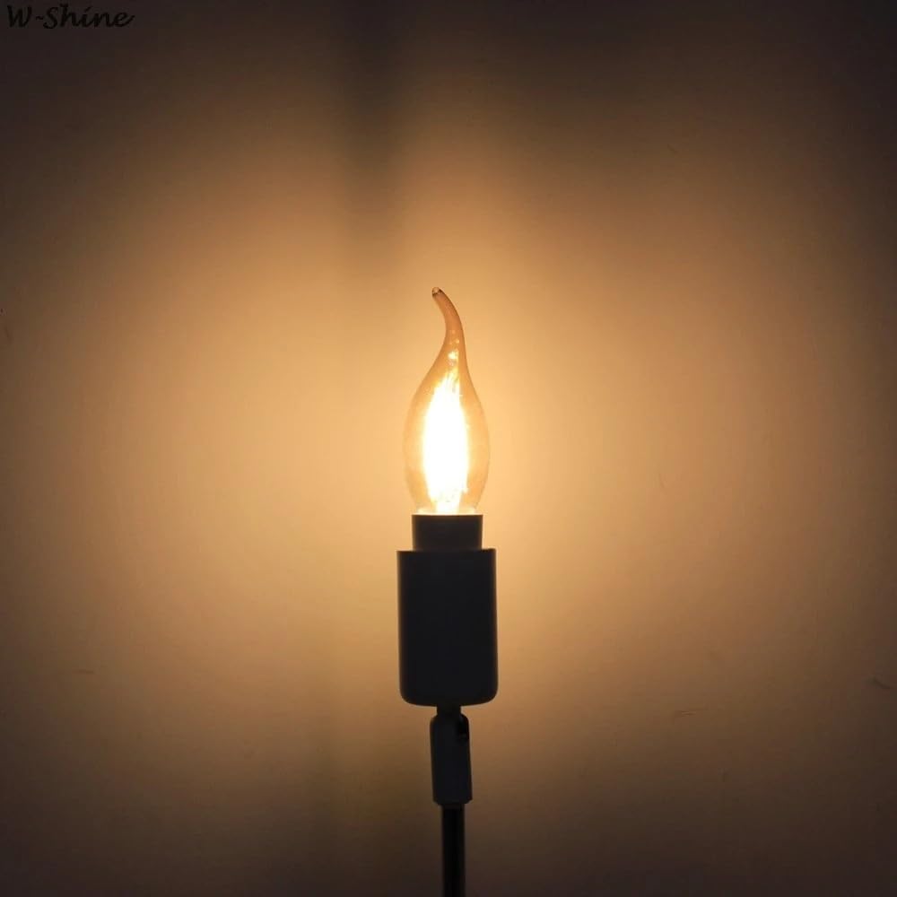 1fortunate Paquete de 20 bombillas de filamento LED Vintage Edison bombilla de tinte dorado AC220V C35T E14 lámpara LED con punta curvada de llama