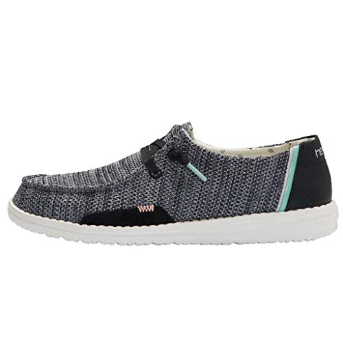 Image of HEYDUDE Women's Wendy Sox Sparkling Black Size 4 | Women's Shoes | Women's Lace Up Loafers | Comfortable & Light-Weight