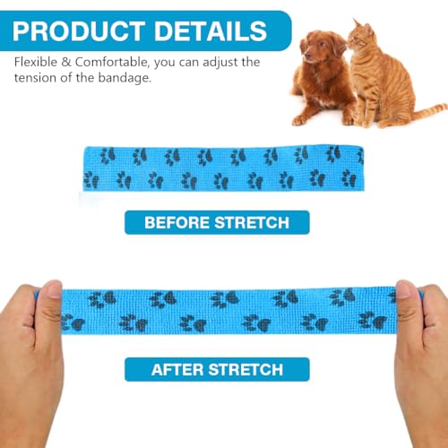 Image of Qpets Self-Adhesive Pet Bandage, Waterproof Anti-Lick Wound Wrap 6 Rolls | Non-Woven Stretchy Material, No Clips Needed, Gentle on Fur, Cute Cartoon Print, 7.5cm x 4.5m per Roll.