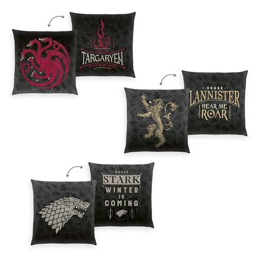 Herding Juego de 3 Cojines con diseño de Juego de Tronos, 40 x 40 cm, 100% poliéster Herding Juego de 3 Cojines con diseño de Juego de Tronos, 40 x 40 cm, 100% poliéster