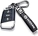 Genuine Leather Car Keychain for Nissan Men and Women Family Present Key Chain Ring Accessories(Black)
