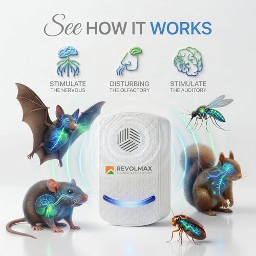 Image of RX-78, Ultrasonic Pest Control Repeller - Electronic & Ultrasound, Indoor Plug-in Repellent - Get rid of - Rodents, Mice, Squirrels, Bats, Insects, Bed Bugs, Ants, Fleas, Spiders, Roaches (4Pack)