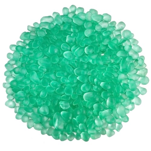 Image of Mint Green Glass Stones, 0.85LB /385g Glass Rocks for Vase, Aquarium Pebbles for Fish Tank, Sea Glass Rocks for Vase Filler Craft
