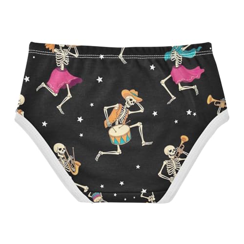 Toddler Panties, Dancing Skeletons Black Cotton Underwear for Girls, 2T–8 Years2