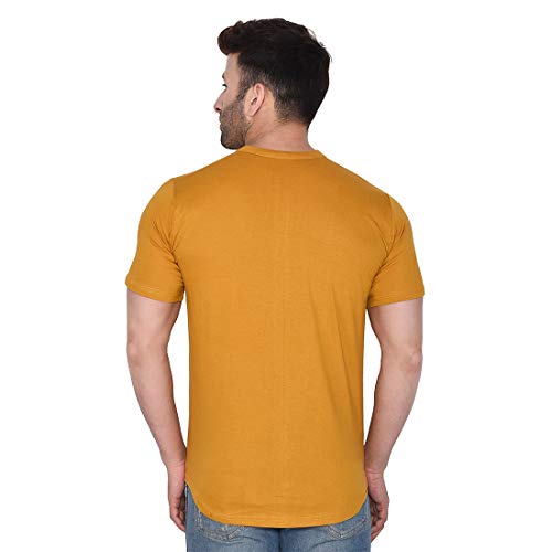 Image of Geum Men's Mandarin Collar Shirt with Graphic Print| Short Sleeve Cotton Blend Slim Fit Casual Shirt for Men