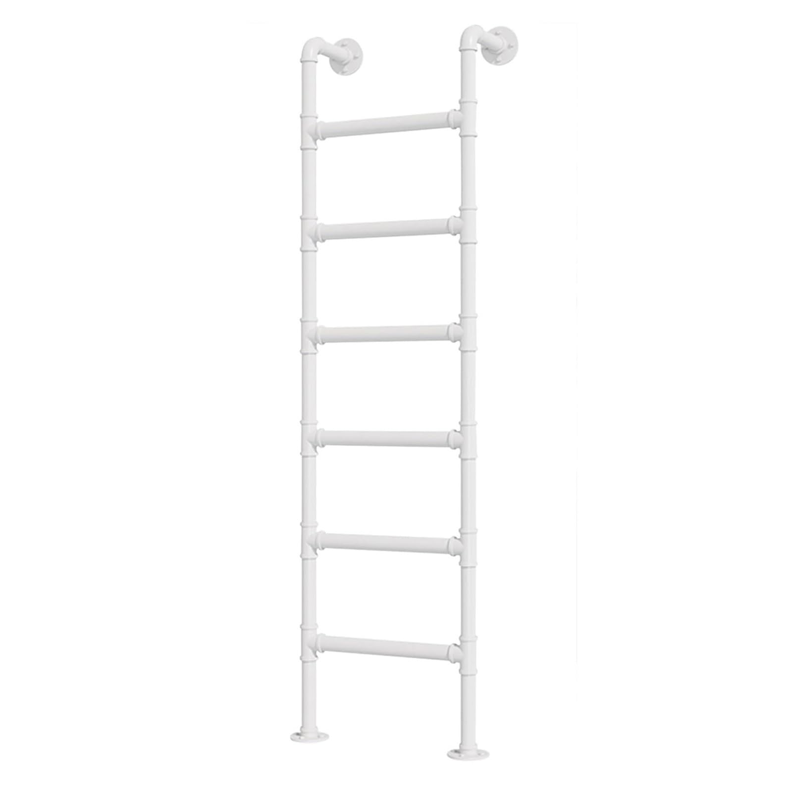 Échelle en métal blanc 230 cm, fixation murale de haute stabilité pour maison