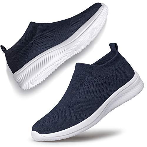 vibdiv Zapatos Planos Caminar Mujer Zapatillas Casual Zapatos Diarios sin Cordones Ligeros Cómodos Azul Marino 38
