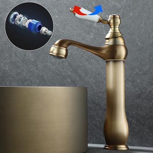 Robinet mitigeur de lavabo rétro en laiton antique haut de gamme - 2
