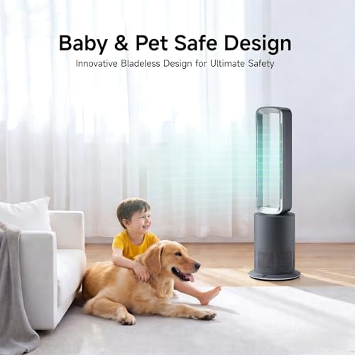 Image of Xcity TP09Pro Bladeless Tower Fan, 3-in-1 Air Purifier, Space Heater & Cooling Fan, Remote Control, HEPA H13 Filtration for Bedroom & Home Office Commercial, Silver & Gray