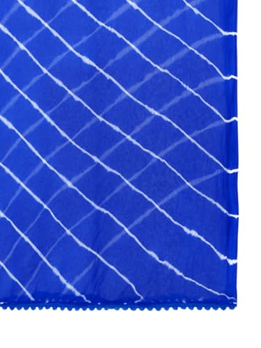 Image of DUPATTA BAZAAR Women's Leharia Dupatta with Pom Pom Lace