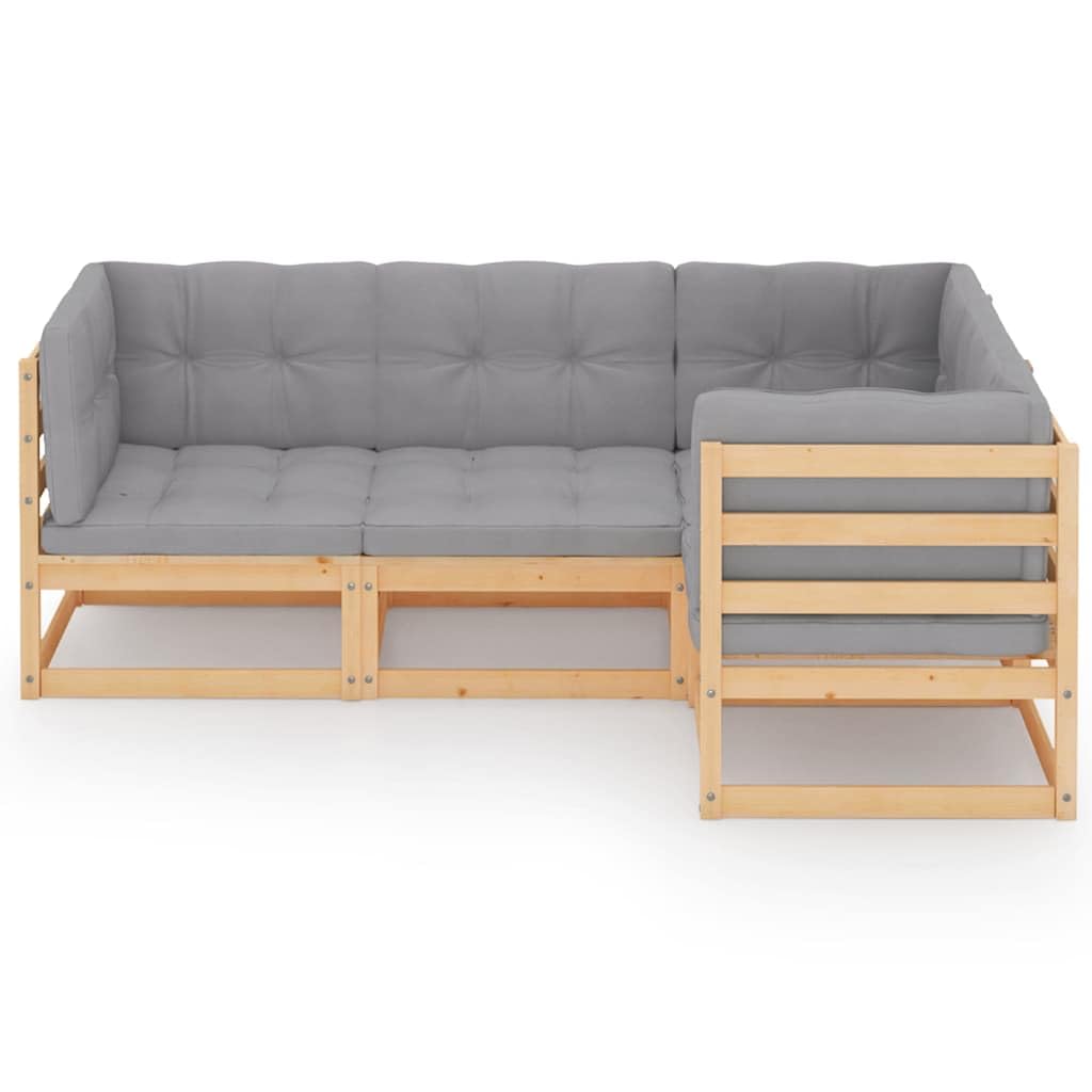 lite drewno sosnowe modułowy z poduszkami szary 57 cm