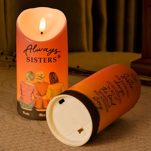 Image of Macorner Personalized LED Candle Chirstmas Sister Birthday Gifts, Sister Gifts from Sister, Gifts for Sister, Soul Sister, Friendship Gifts for Women, The Bond Between Us Will Always Be Strong