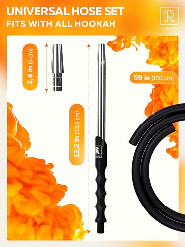 Image of M. ROSENFELD Hookah Hose with Hookah Adapter & Mouthpiece - Cleanable Hookah Hose Silicone (60 in) and Convenient Aluminum-Made Mouthpiece (15 in) Modern Hookahs & Accessories and Hookah Hoses