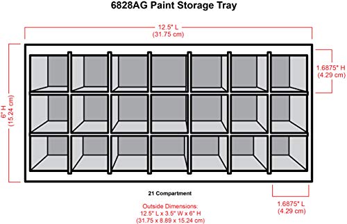 Image of ArtBin 6828AG Paint Storage Tray, Art & Craft Supply Storage, Super Satchel System Accessory, Wall Mountable 21 Compartment Paint Organizer, White | (Pack of 6)