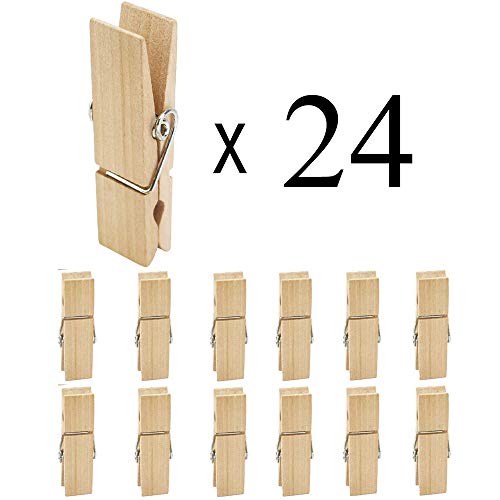 Easybravo 24Pcs Large Wooden Clothespins, 2.83 Inch Long 0.71 Inch Wide, Sturdy And Heavy Duty Clothes Pegs #TOP4