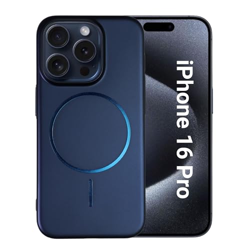 Image of AIBEX Ultra-Thin Mag-Saf Back Cover Case Compatible with iPhone 16 Pro| Slim Fit Scratch-Resistant Matte | Magnetic Wireless Charging | Microfibre Lining | Camera Protection (PC Material) - Dark Blue