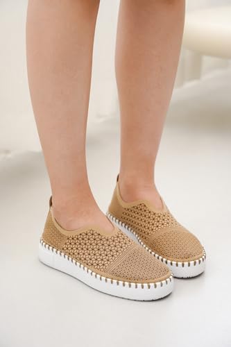 Image of Project Cloud Platform Sneakers for Women - Leather Insole Loafers for Women with Memory Foam - Casual Slip On Womens Loafers with Flexible Outsole (Aster)
