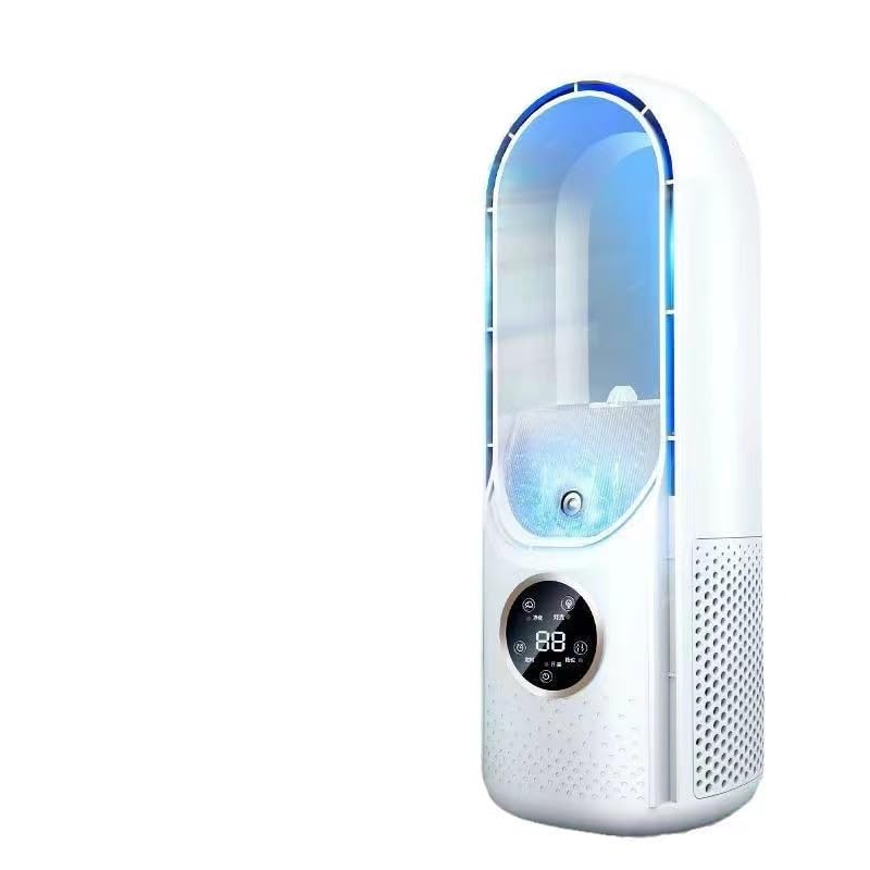 Yarvoney 4 en 1 Mini Aire Acondicionado Portatil, Enfriador de Aire, 6 Velocidades de Ventilador, 2 Modos de Pulverización, Temporizador de 1 a 7 Horas, Con Asa, Para Familia, Viajes (Blanco)