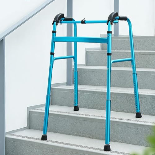 GMWXJKKL Adult Walker Stair Climbing Assist Walker Climbing Stairs Aluminium Folding Walking Frame Walking Mobility Aid for Elderly Disabled Auxiliary Walker