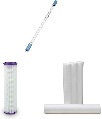 Aquasana Lámpara de repuesto para filtro de agua UV para toda la casa y EQ-PFC.35 para toda la casa, blanco y prefiltros de sedimentos de repuesto