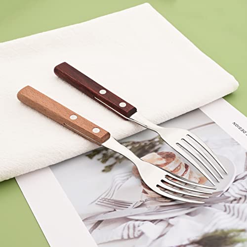 Dinner Forks Set Of 8, Uniturcky 304 Stainless Steel Silverware Forks, Table Forks Salad Forks Set, Mirror Polishing Dinner Fork With Wooden Handle, 7.9 Inches #TOP1