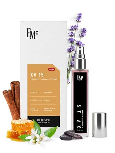 Image of EM5 XV 15 Perfume for Men & Women | Tobacco Sweet Floral Warm Spicy Fragrance | Eau de Parfum Spray | Luxury Gift for Him & Her | 15ml