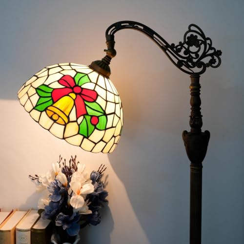Christmas Lamp Tiffany Floor Lamp Yellow Bell Stained Glass Lamp Gooseneck Adjustable Corner Vintage Style Corner Standing Reading Light Lamp Bedroom Living Room Sofa Antique Home Christmas Decoration