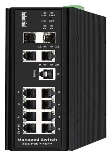 Industrial Din Rail Switch Gigabit Ethernet 8 Port Full Industrial PoE Switch L2 Managed Ethernet Injector Switch with 2 Gigabit RJ45 Port and 2Gigabit SFP Port miniatura 2