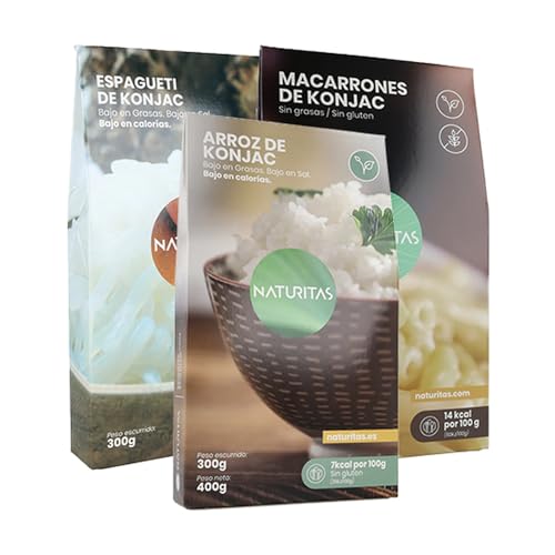 Pack Konjac | Arroz, Espagueti y Macarrones de Konjac | 400g + 300g + 400g | Naturitas Essentials | Vegano