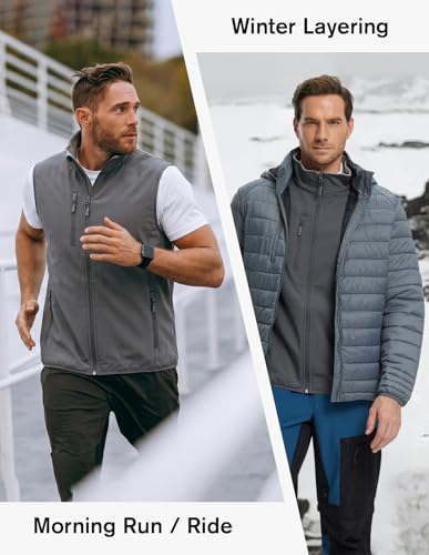 Image of fit space Men's Lightweight Vest Softshell Sleeveless Windproof Jacket with Zipper Pcoket Cycling Travel Hiking Running Golf