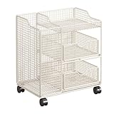 Yiju Yoga Mat Storage Cart Rolling Gym Organizer Workout Equipment Organizer Weight Rack Stand with Wheel for Garage Sturdy Iron, White