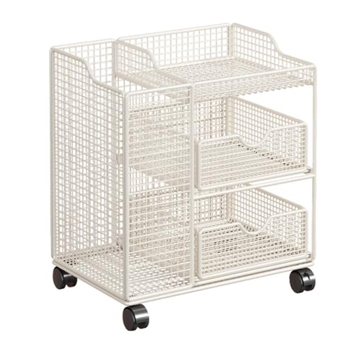 Yiju Yoga Mat Storage Cart Rolling Gym Organizer Workout Equipment Organizer Weight Rack Stand with Wheel for Garage Sturdy Iron, White