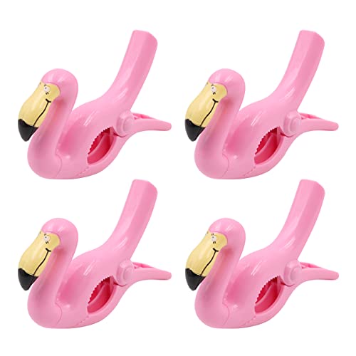 WANGCL 4PCS Beach Towel Clips For Sun Loungers Novelty Towel Pegs For Holiday Chair Pool Beach-Flamingo Style