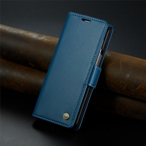 Coque portefeuille Galaxy Z Fold 7 bleu anti rayure avec clapet aimanté