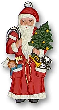 Santa Claus - Painted German Pewter - Small Christmas Tree Ornament