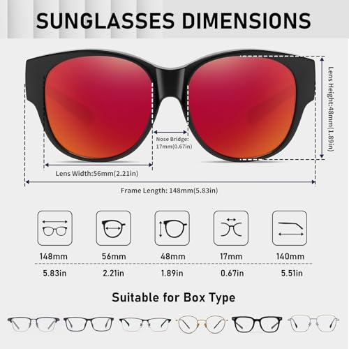 Image of HAOLOTA Fit Over Glasses Sunglasses for Women Polarized | Over Glasses Sun Glasses, UV400 Polarized Lens, Trendy Cat Eye Sunglasses, Lightweight and Flexible, Driving, Daily Use