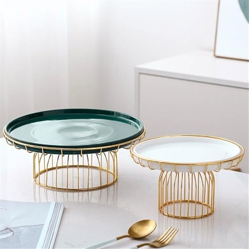 Présentoir à gâteaux blanc en céramique et fer forgé pour table à dessert - 3