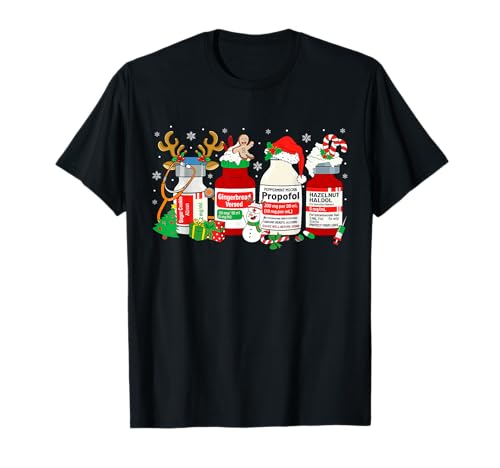 Christmas Nurse Peppermint Mocha Propofol ER ED ICU RN Nurse T-Shirt