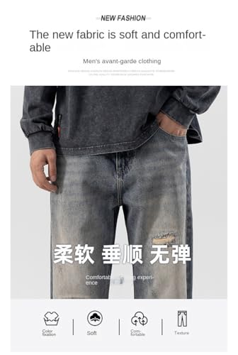 Jeans Pants Trousers Denim Spring and Autumn Loose Men's Washed High Street Harun Wide Leg3