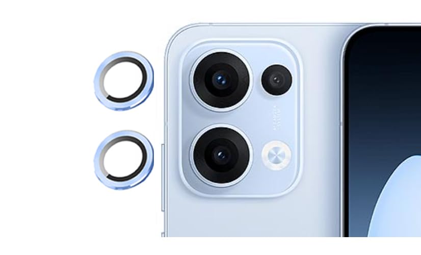 Image of imluckies Camera Ring Lens Protector (Aluminum with Tempered Glass) Compatible for Oppo Reno 13 - Blue (Pack of 2 rings)