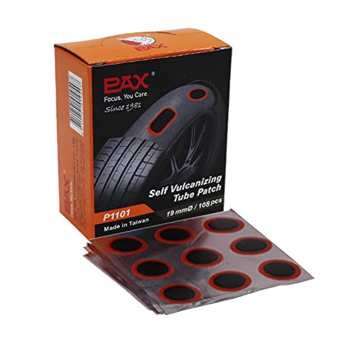PAX [108 Pcs 19mm Inner Tube Tire Repair Patches, Puncture Tire Repair Kit for Truck, Motorcycle, Scooter, Bicycle, BMX, ATVs, River Floating, Inflatable Rubber