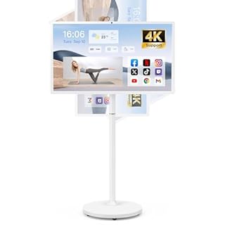 27-Inch Portable Smart TV on Wheels with Touch Screen Monitor | 8G RAM +128G Storage | 8-core CPU Qualcomm | Built-in 6-8H Battery | 8MP Webcam | Android 13 OS | Full Swivel Rotation | Remote Control