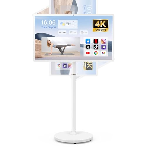 27-Inch Portable Smart TV on Wheels with Touch Screen...