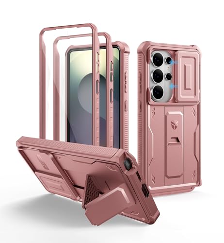 Image of Dexnor for Samsung Galaxy S26 Ultra Case with Upgraded Slide Camera Cover & 2 Front Frames & Built-in Screen Protector & Kickstand, Heavy-Duty Rugged Case Full-Body Protective Cover(2026),Peony Pink