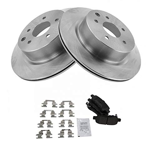 Image of TRQ Rear Brake Pad and Rotor Set Semi Metallic Vented Rotors