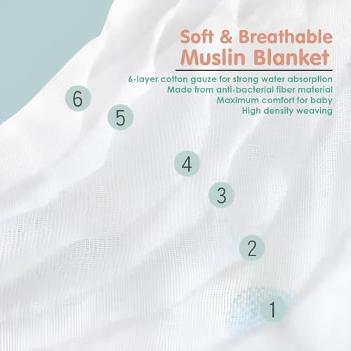 Image of Kassy Pop Printed 6 Layer Bamboo Muslin Blanket Cum Swaddling Towel for Baby, Toddlers | 70% Bamboo, 30% Cotton | AC Quilt, Multi-Purpose Blanket | 110cm x 110cm (Rabbit Print)
