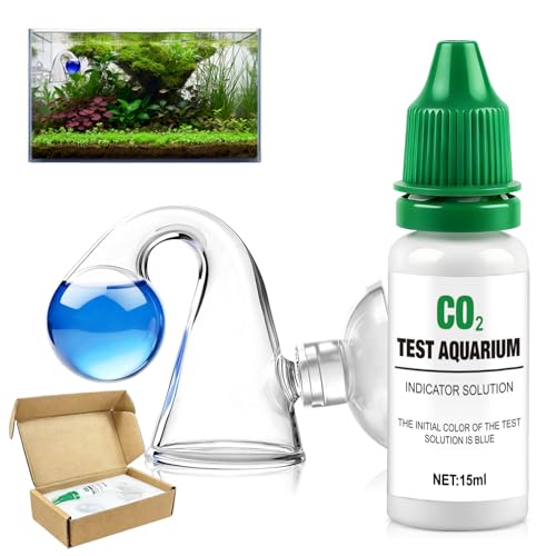 NoxGule Co2 Dauertest Aquarium, Co2 Test Aquarium, Co2 Dauertest, 15 ml Indikatorlösung+ Glasmonitor, zur Kontinuierlichen Messung der Co2 Konzentration, Geeignet für Süßwasseraquarien