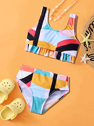 Image of Arshiner Girls Bikini Beach Swimwear 2 Piece Swimsuits Floral Printing Bathing Suits